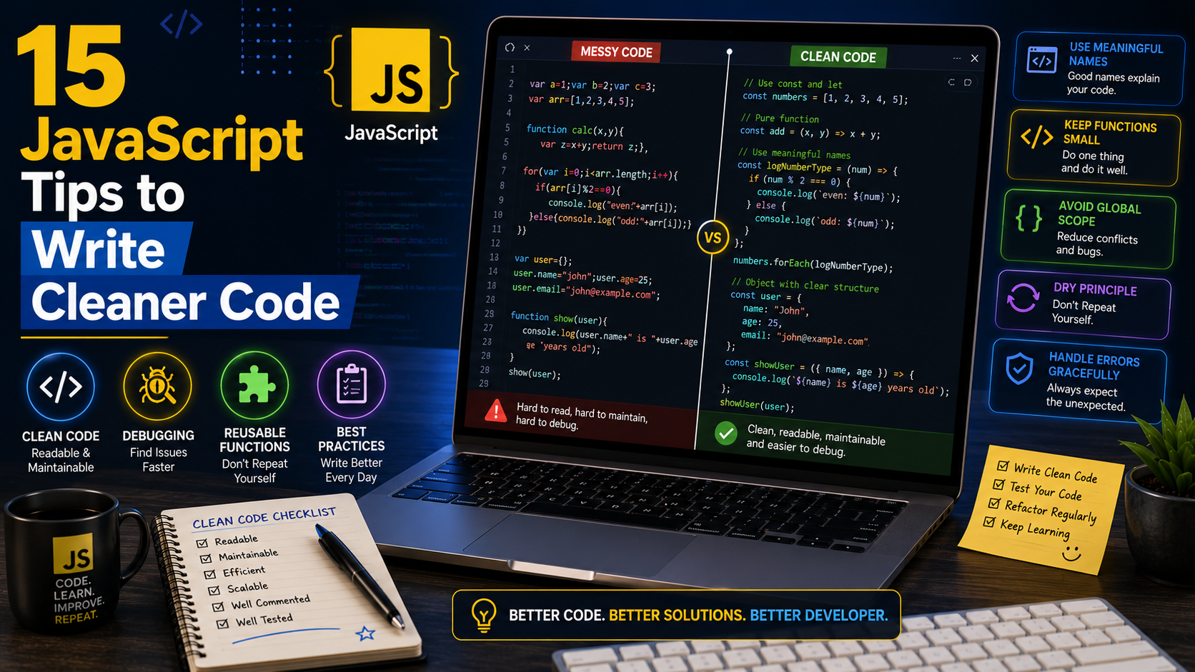 15 JavaScript Tips to Write Cleaner Code